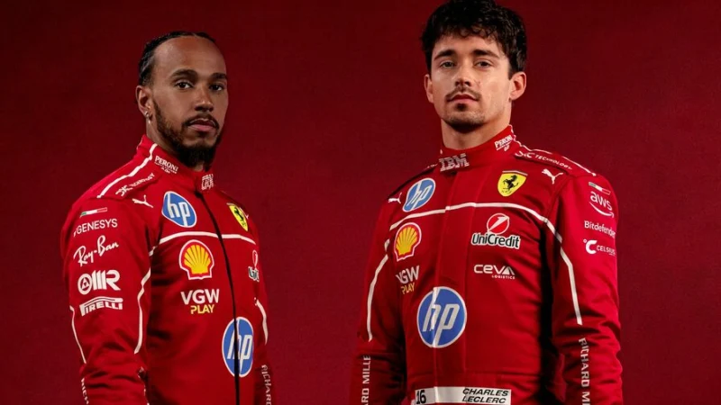 «Эра 1644». Первая совместная фотосессия Леклера и Хэмилтона в Ferrari
