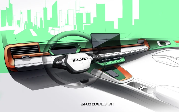 Skoda показала интерьер нового кроссовера Epiq на первых эскизах